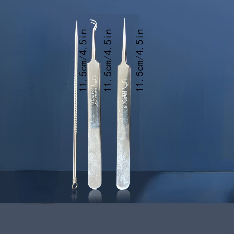 Professional Stainless Steel Tweezers Needle Nose Pimple Blackhead Remover