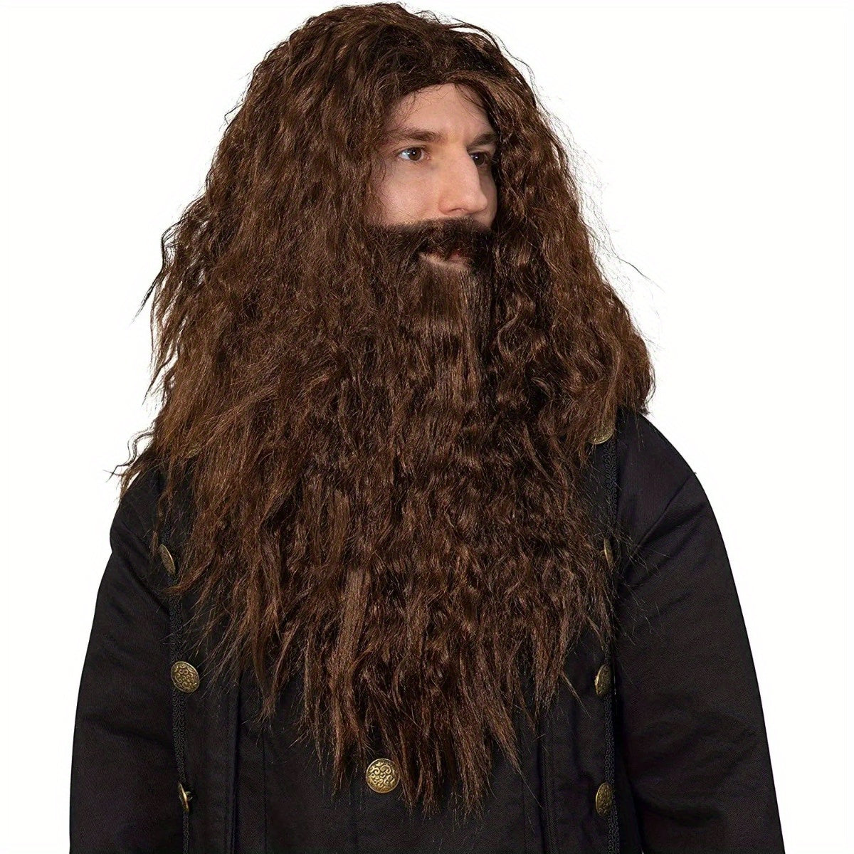 Curly Polyester Wig and Beard Set for Cosplay Wizard Warlock Costume