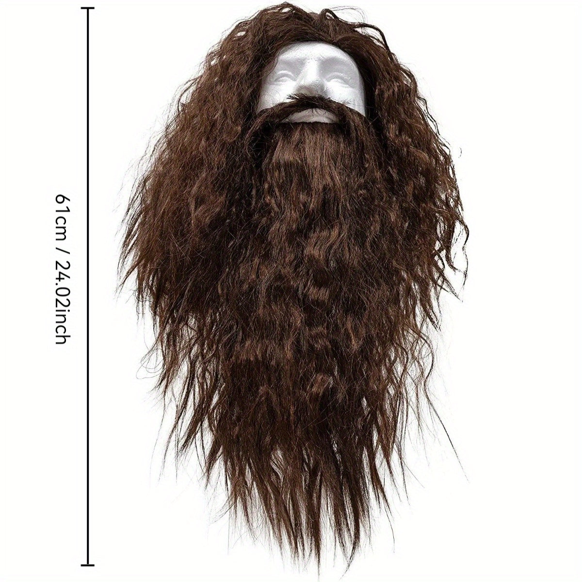 Curly Polyester Wig and Beard Set for Cosplay Wizard Warlock Costume
