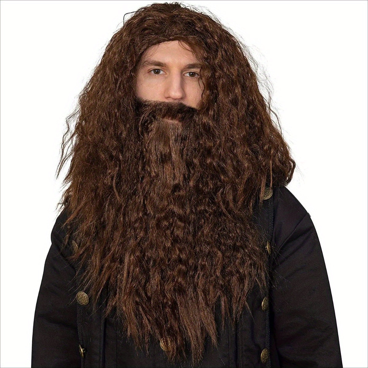 Curly Polyester Wig and Beard Set for Cosplay Wizard Warlock Costume