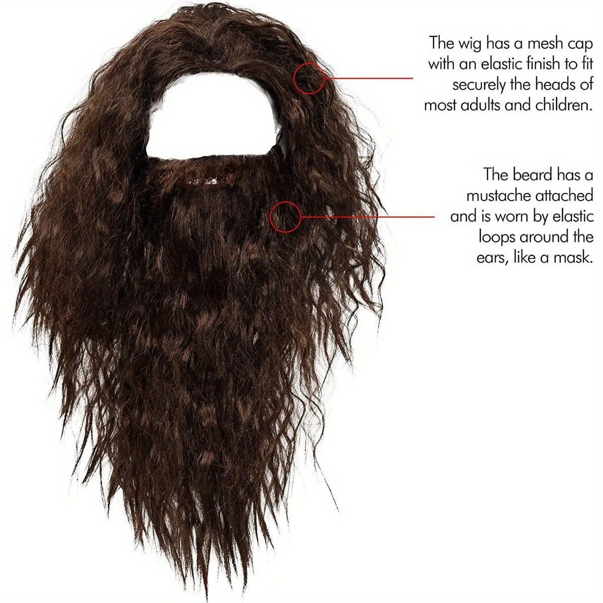 Curly Polyester Wig and Beard Set for Cosplay Wizard Warlock Costume