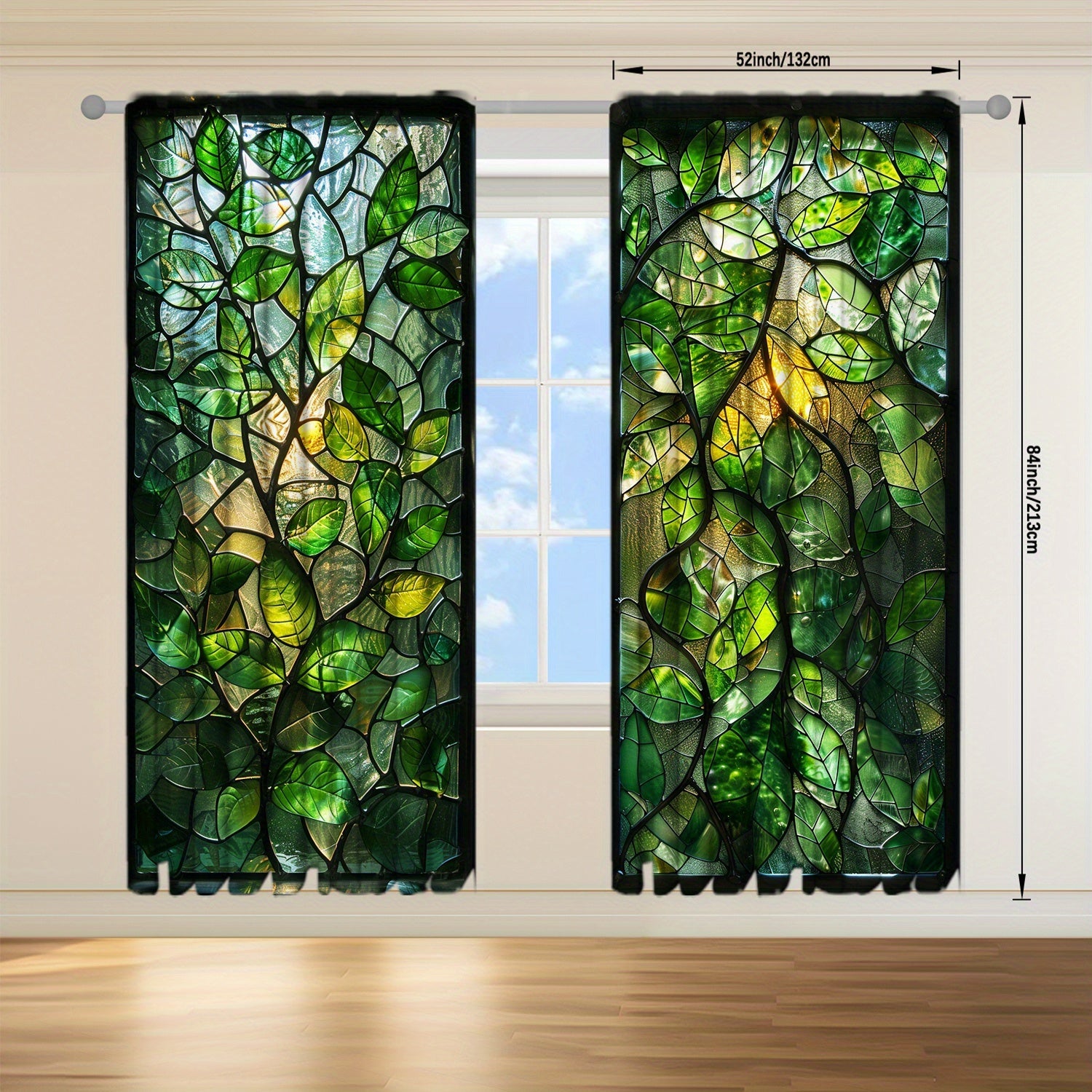 2-Piece Stained Glass Window Curtains for Home Decor in Bedrooms and Living Rooms
