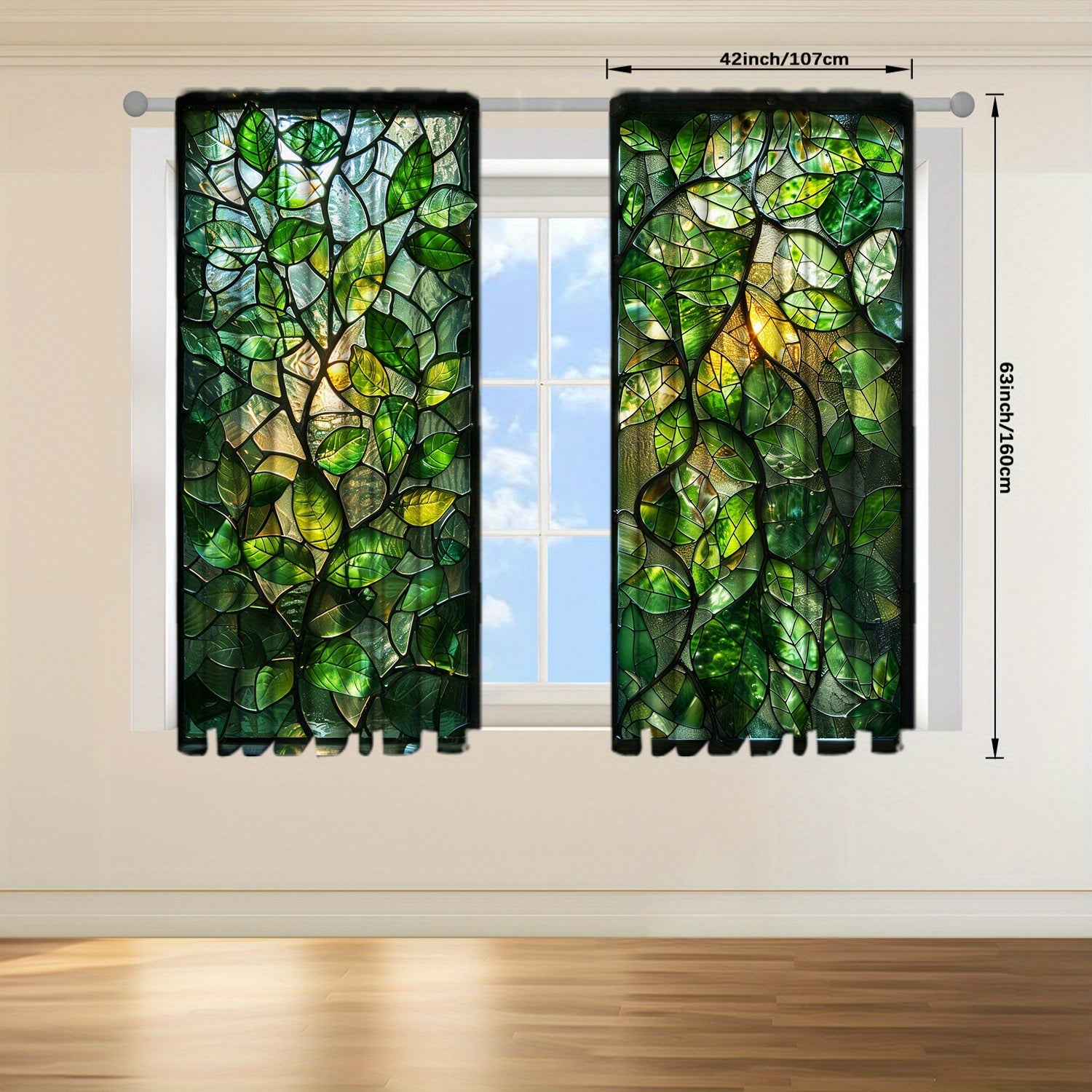 2-Piece Stained Glass Window Curtains for Home Decor in Bedrooms and Living Rooms