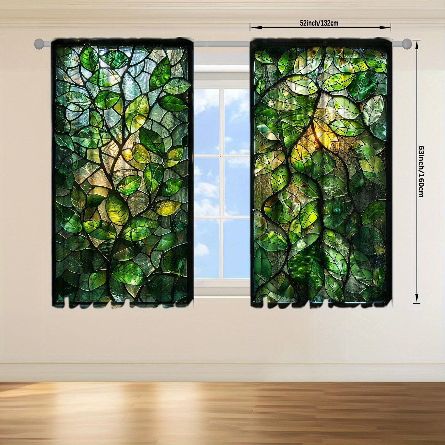 2-Piece Stained Glass Window Curtains for Home Decor in Bedrooms and Living Rooms