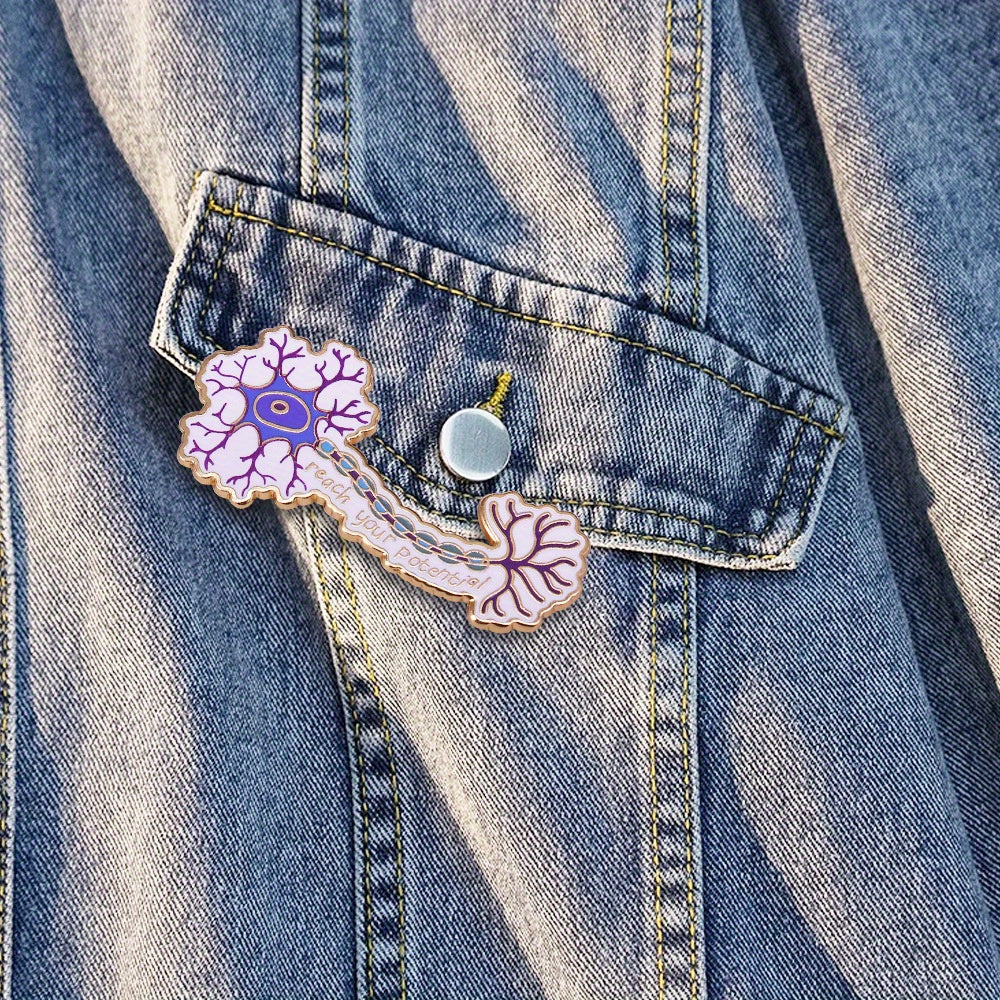 Ilm-fan ixlosmandlari uchun neyron ilhomlangan alloy pin brosh, yeleklar, sumkalar, shapka ustiga kiying