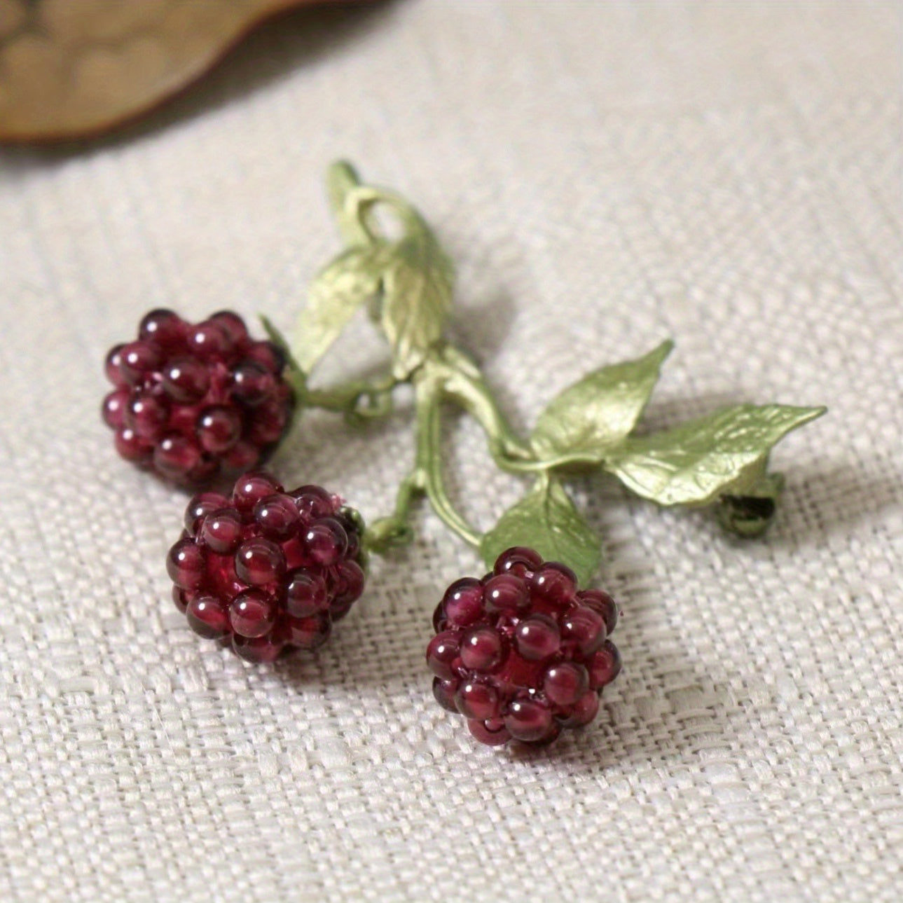 Raspberry Brooch with Rhinestones Retro Style Jewelry for Women
