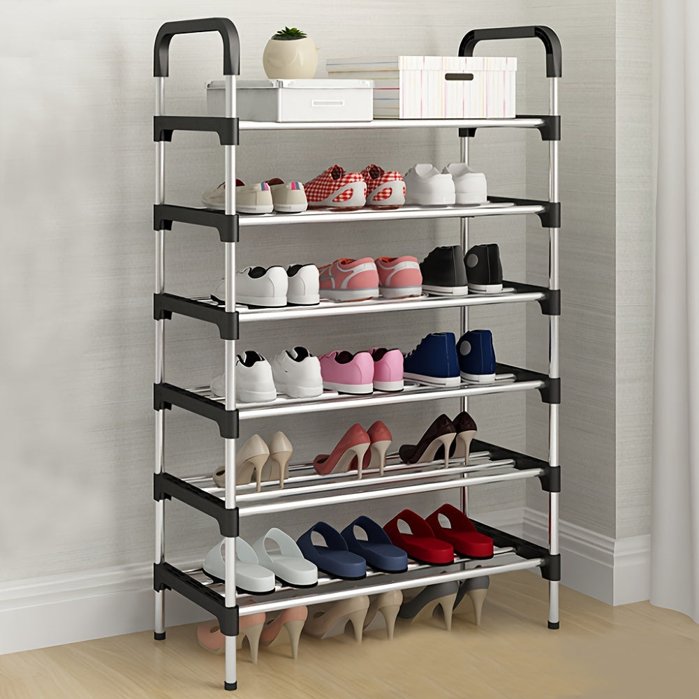 Black Metal Shoe Rack 5-6 Tiers for Home Organization and Storage