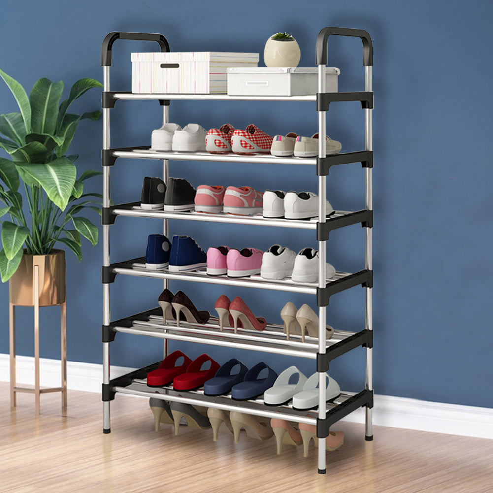 Black Metal Shoe Rack 5-6 Tiers for Home Organization and Storage