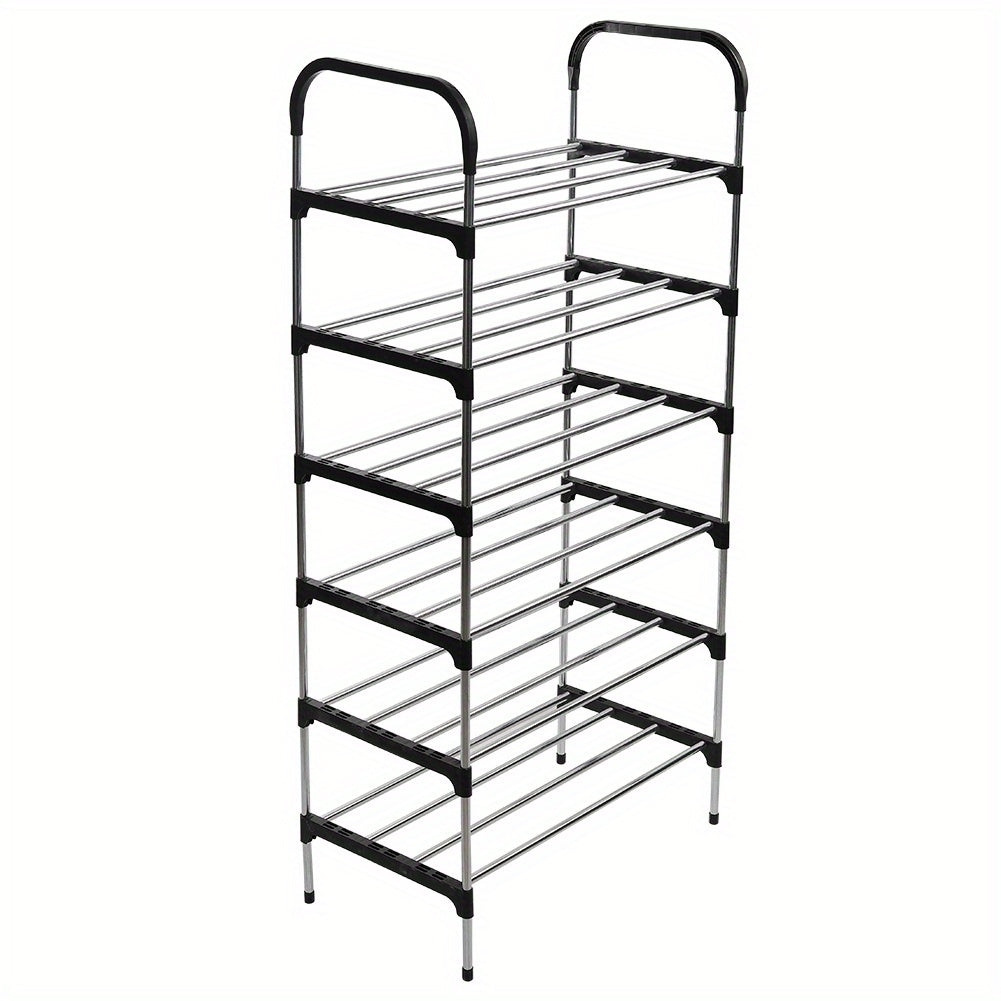 Black Metal Shoe Rack 5-6 Tiers for Home Organization and Storage