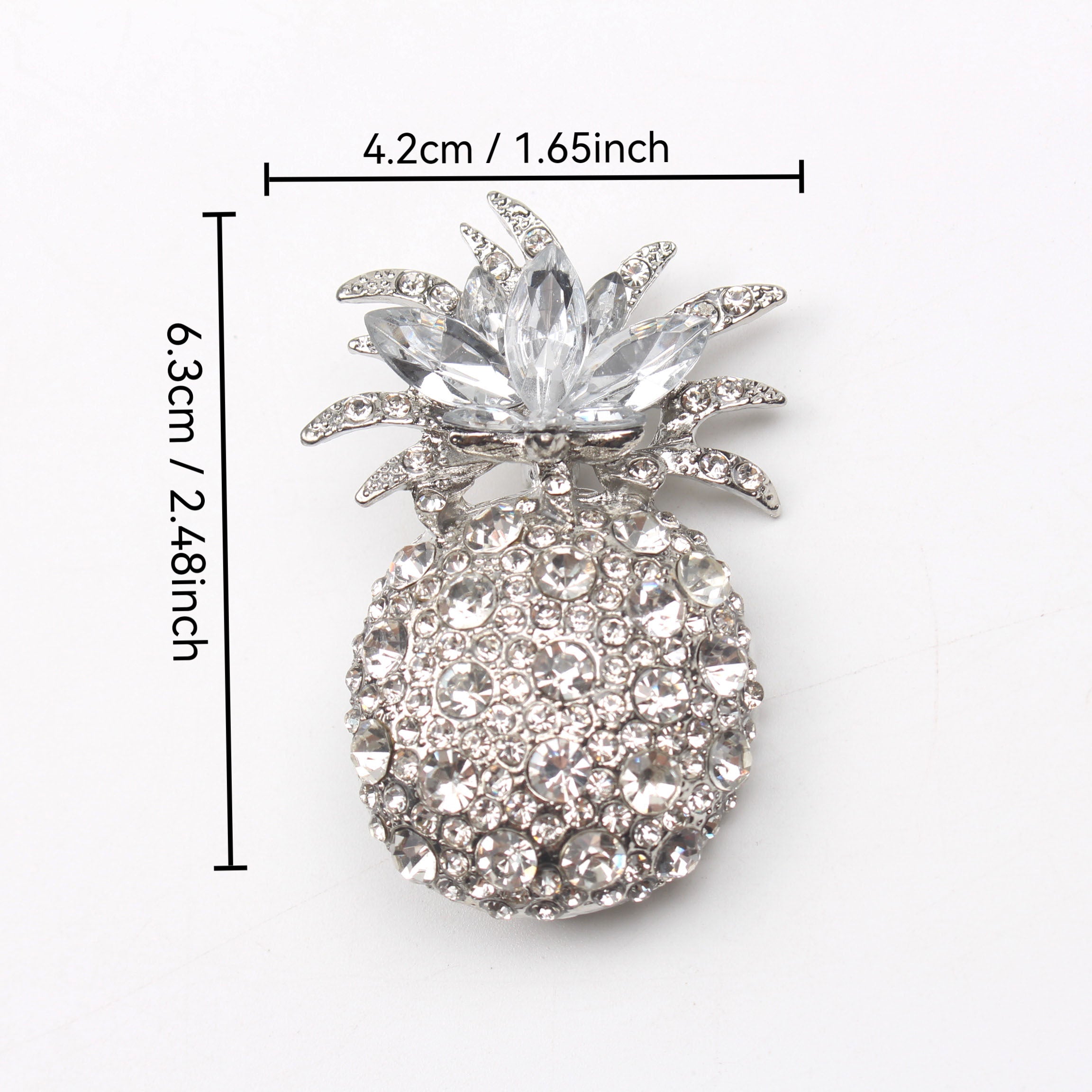 Vintage Pineapple Brooch with Rhinestones and Enamel for Ladies