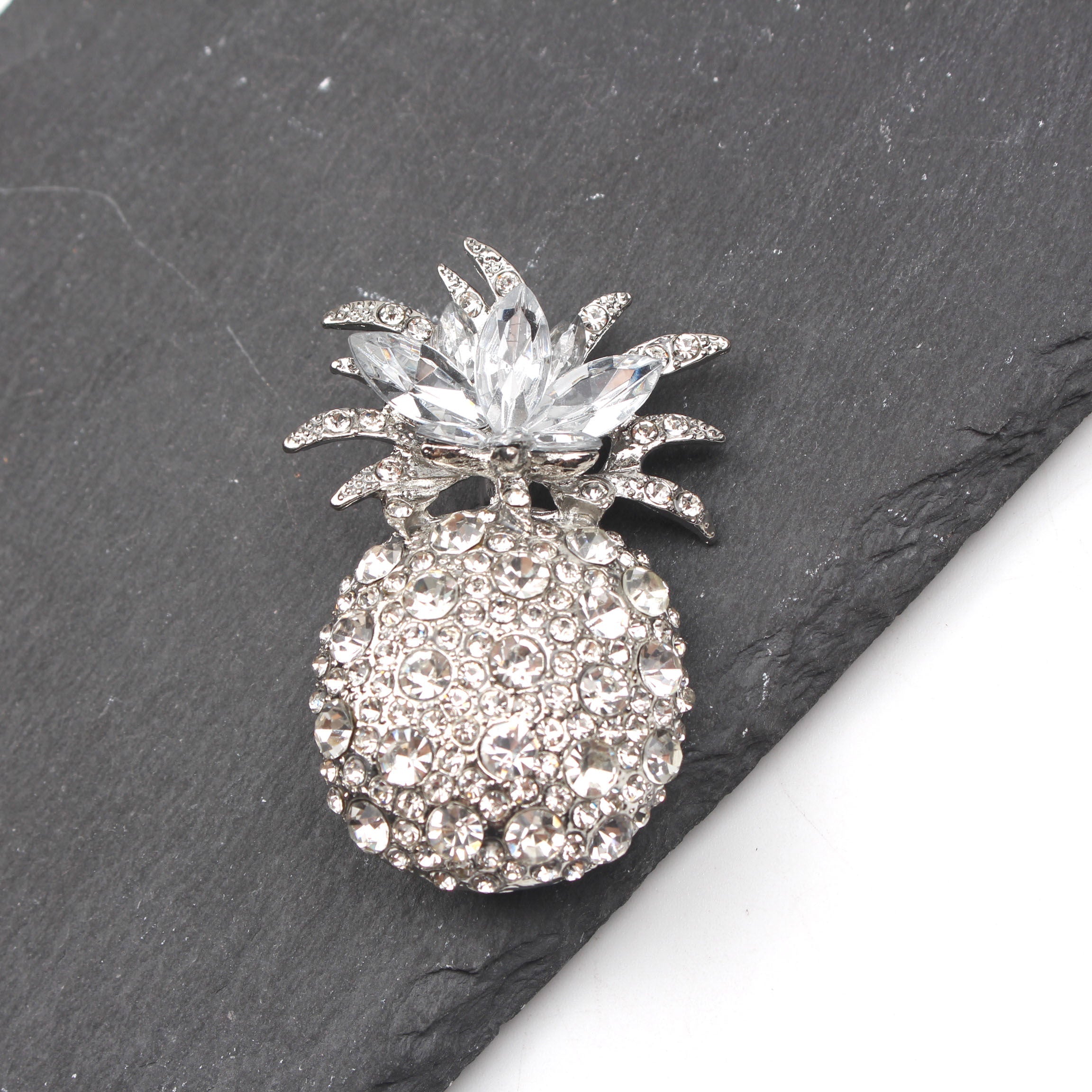 Vintage Pineapple Brooch with Rhinestones and Enamel for Ladies