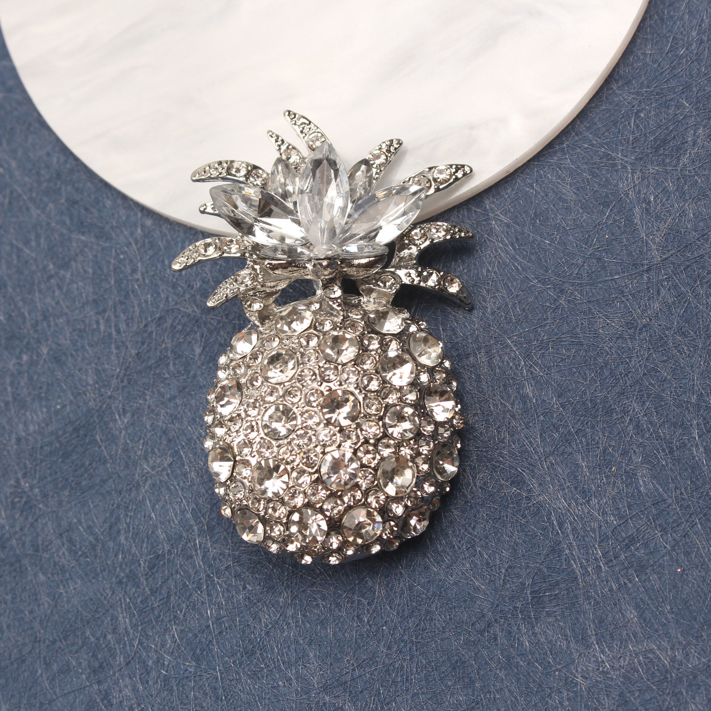 Vintage Pineapple Brooch with Rhinestones and Enamel for Ladies