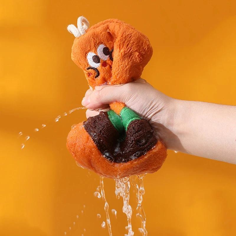Cute Cartoon Food Hand Towel Soft Coral Fleece Kitchen Cloth Absorbent Cookie Bread Cupcake