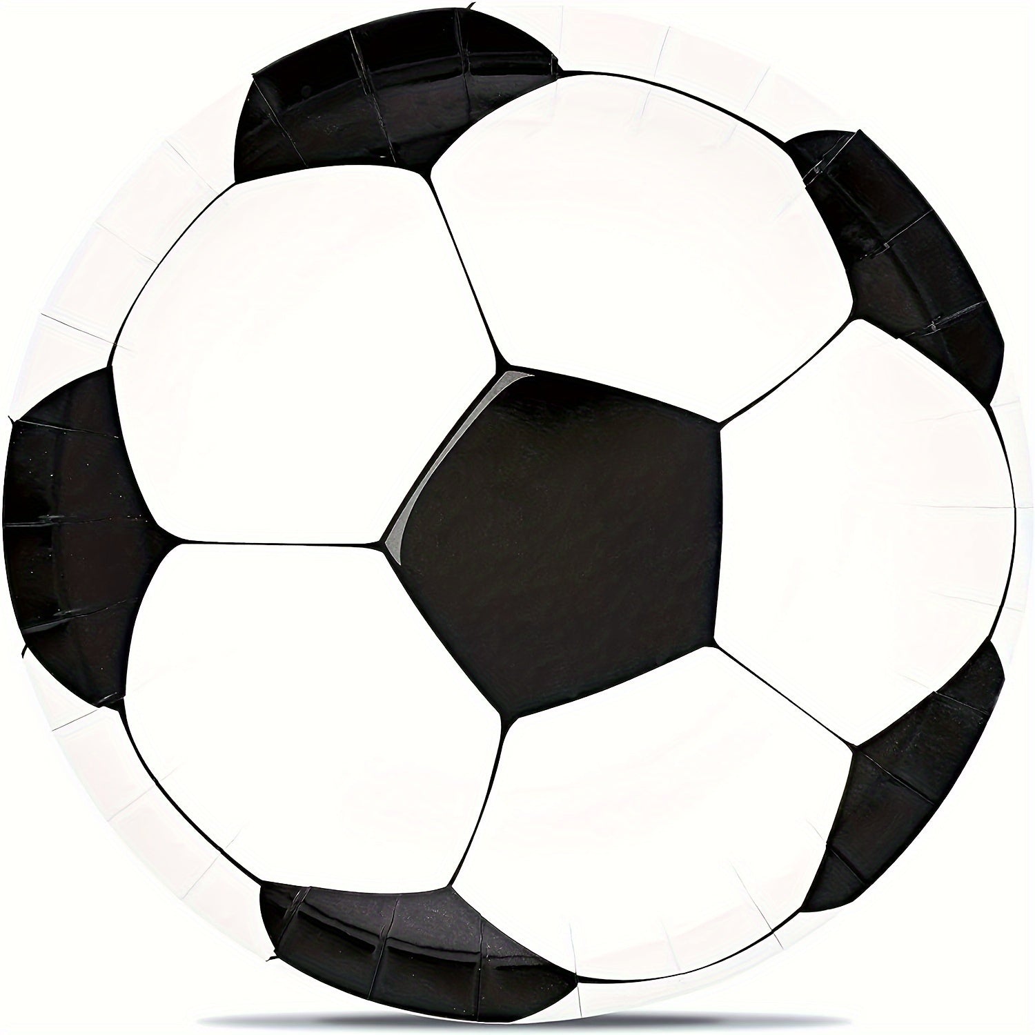 Bir martalik qog'oz plitalar, futbol mavzusi, qora va oq, partiyalar va ovqatlanish uchun