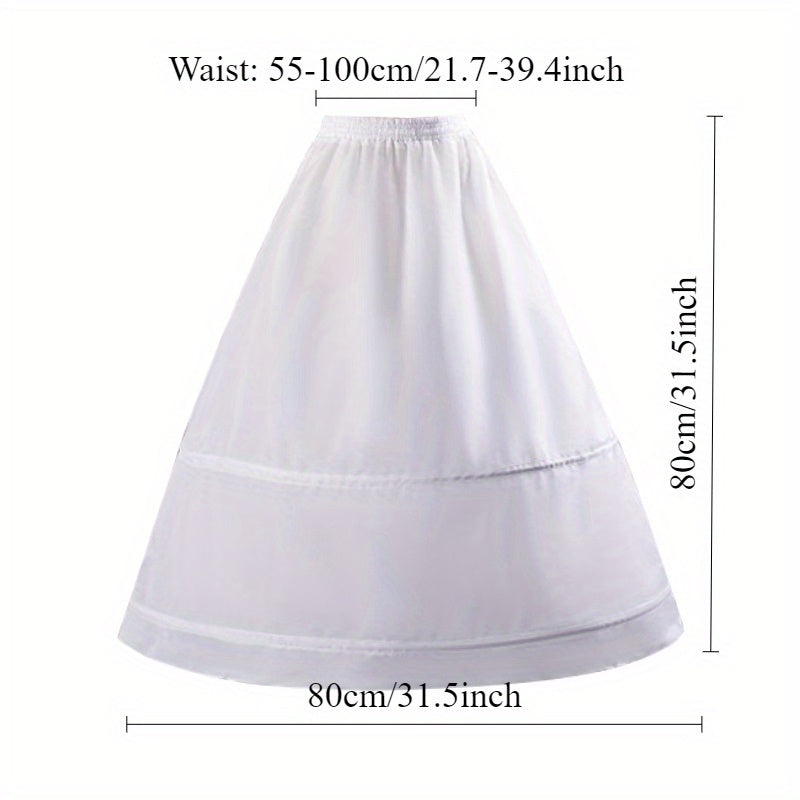 Polyester Bridal Petticoat with Elastic Waistband 2-Hoop Crinoline Underskirt