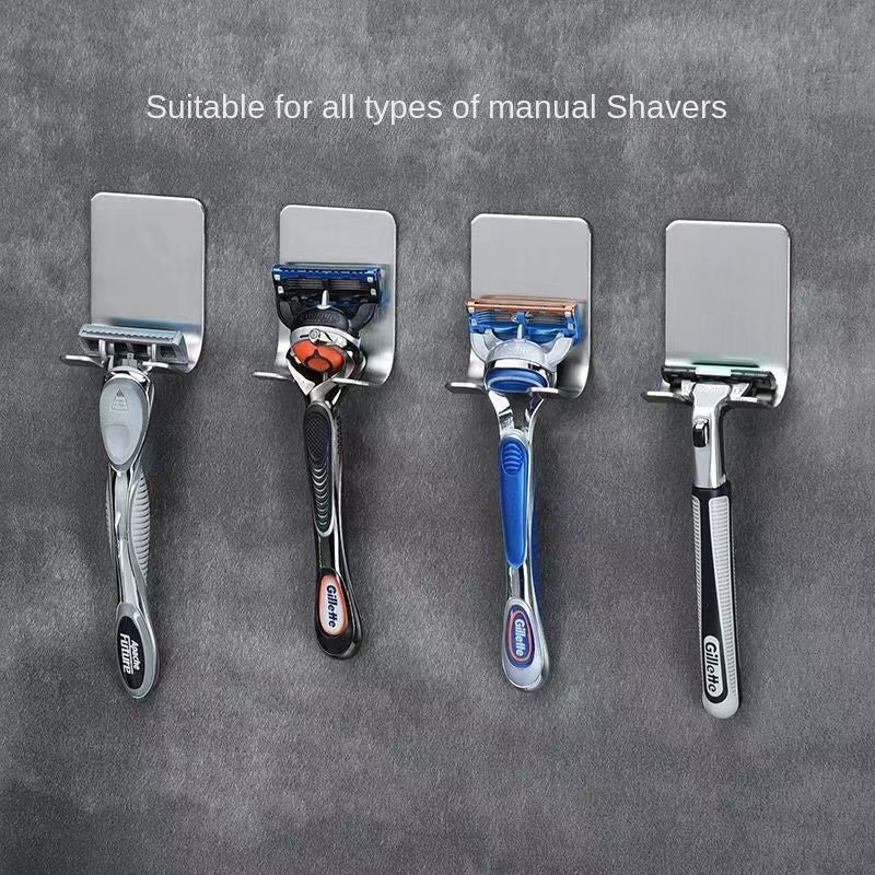 2-Pack Wall Mounted Razor Holders with Adhesive Hooks Bathroom Storage Organizer