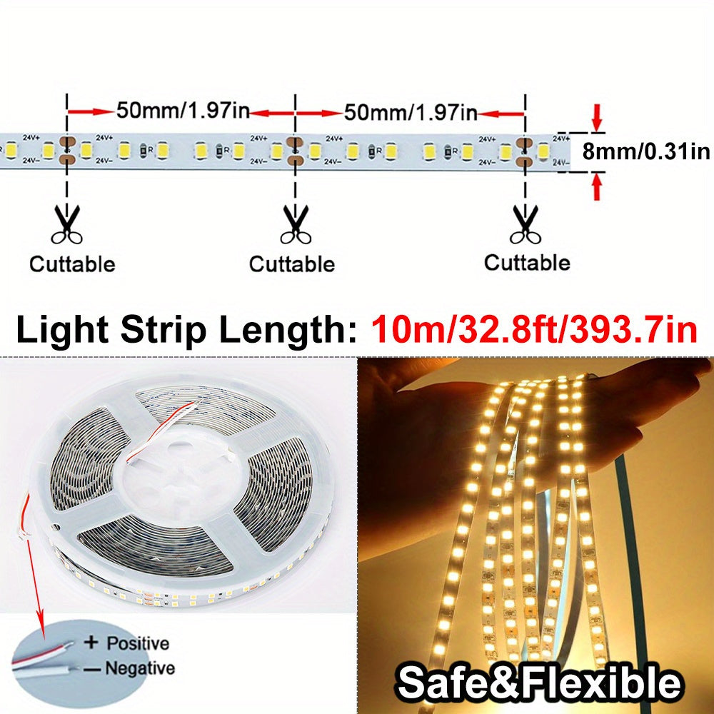 10m Flexible LED Strip Lights with 120 Beads per Meter for Indoor Home Decor