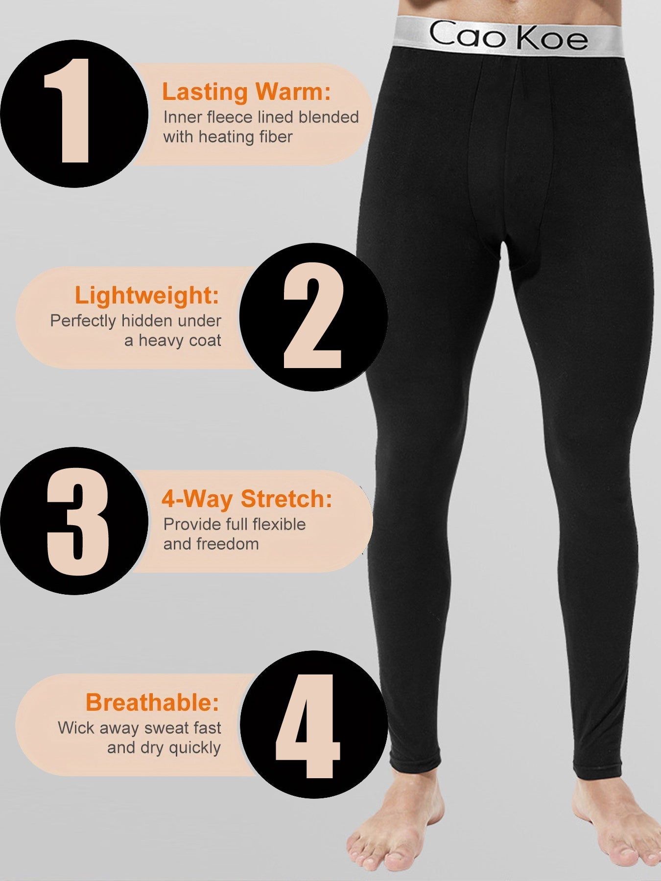 Men's Fleece-Lined Thermal Leggings for Fall and Winter Outdoor Activities
