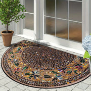 Bohemian Mandala Semi-Circle Door Mat Set of 1 or 2 Non-Slip Water Absorbent Outdoor Use