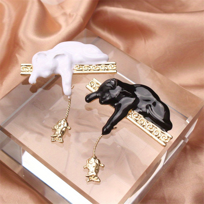 Enamel Cat Brooch Holiday Gift Fashion Accessory for Purses Hats and Outfits