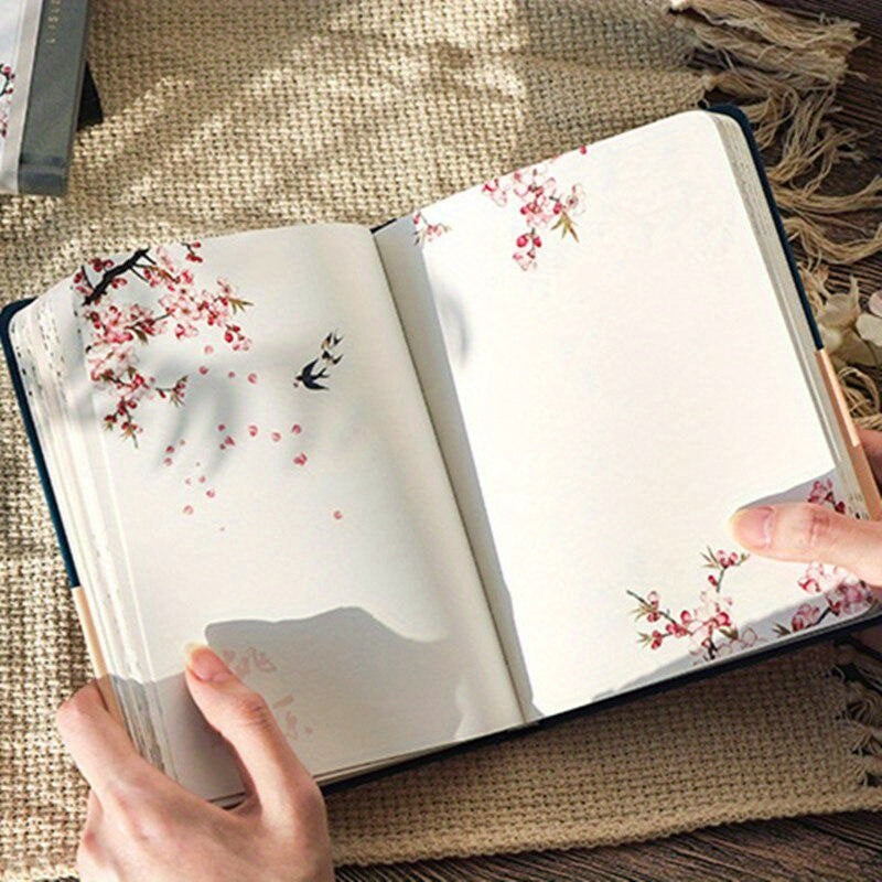 Colorful Chinese-Inspired Hardcover Notebook with Weekly Planner and Diary Journal Pages