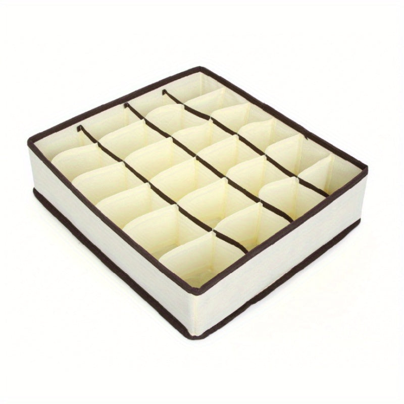 24-клеточный складной органайзер для ящиков - Идеален для хранения нижнего белья, носок и одежды - Устойчив к влаге - Стильный черный канвас