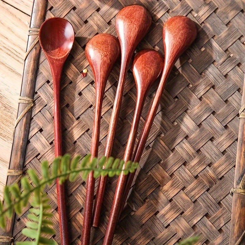 Three-Piece Wooden Spoon Set Long-Handle Kitchen Utensils for Mixing Cooking
