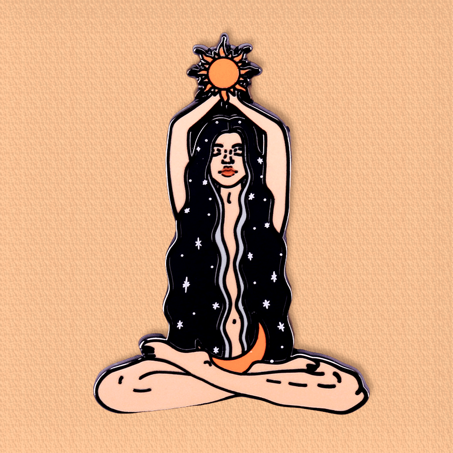 Vintage Sun and Moon Goddess Enamel Pin Celestial Brooch Alloy Jewelry for Hats Backpacks Coats