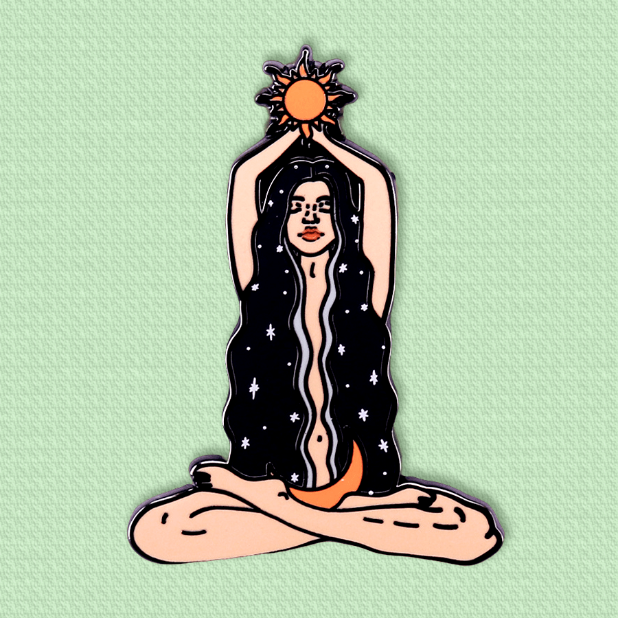 Vintage Sun and Moon Goddess Enamel Pin Celestial Brooch Alloy Jewelry for Hats Backpacks Coats