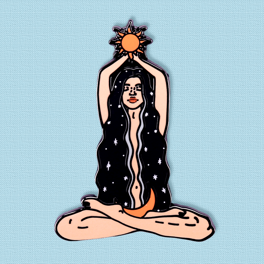 Vintage Sun and Moon Goddess Enamel Pin Celestial Brooch Alloy Jewelry for Hats Backpacks Coats