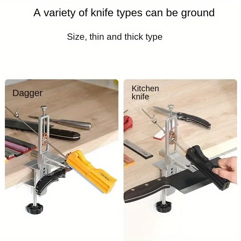 Kit de afilador de cuchillos de aleación de aluminio con grano de esmeril metálico, giro de 360°, herramienta manual