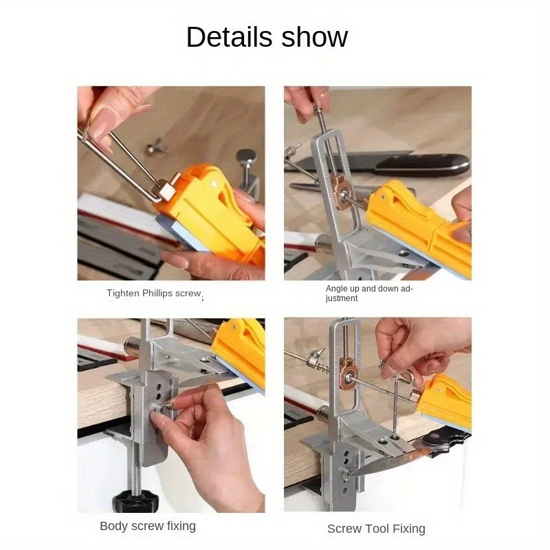 Kit de afilador de cuchillos de aleación de aluminio con grano de esmeril metálico, giro de 360°, herramienta manual