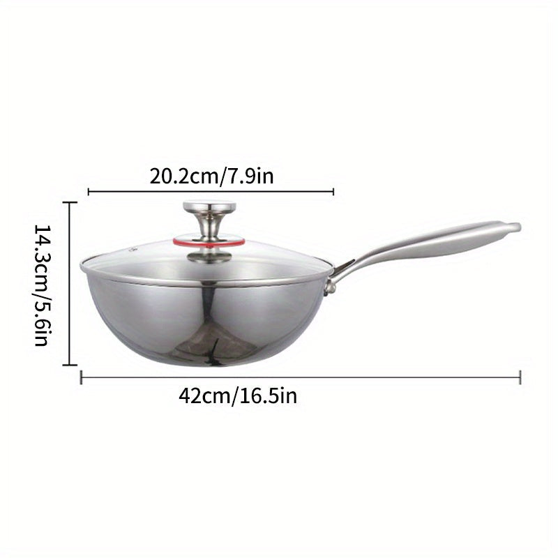 Stainless Steel Wok for Stir-Frying and Cooking Eggs, Durable Kitchen Essential
