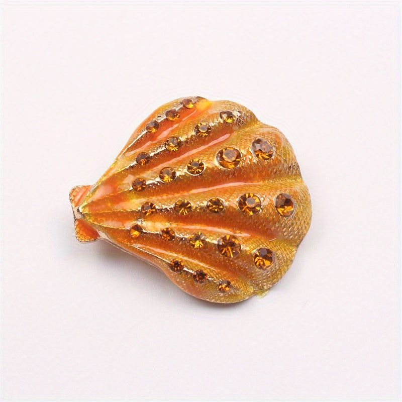 Elegant Rhinestone Shell Brooch for Women, Fall Winter Jewelry Accessory