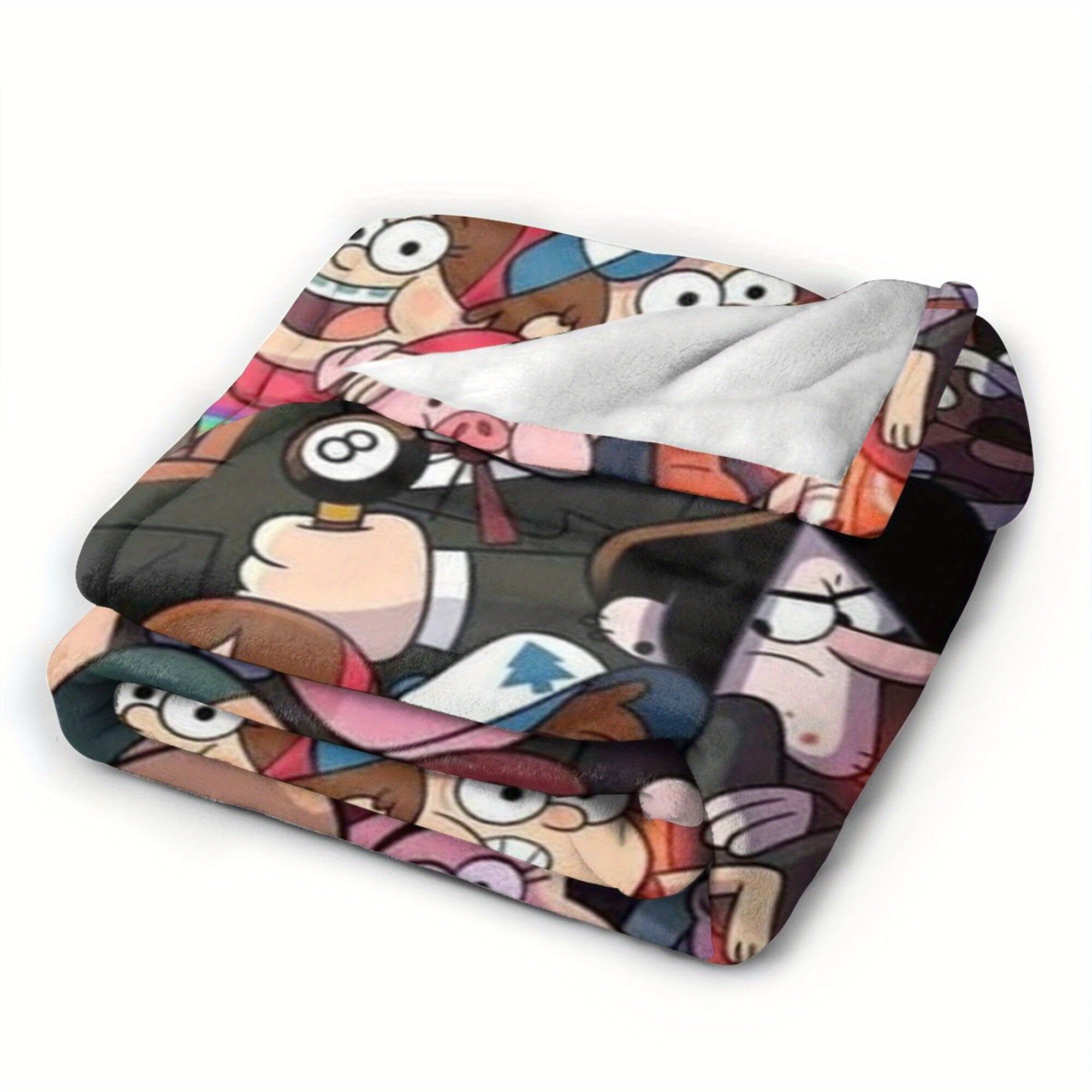Fleece Throw Blanket with Gravity Falls Design Cozy All-Season Polyester Gift for Anime Fans
