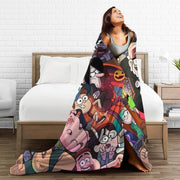 Fleece Throw Blanket with Gravity Falls Design Cozy All-Season Polyester Gift for Anime Fans
