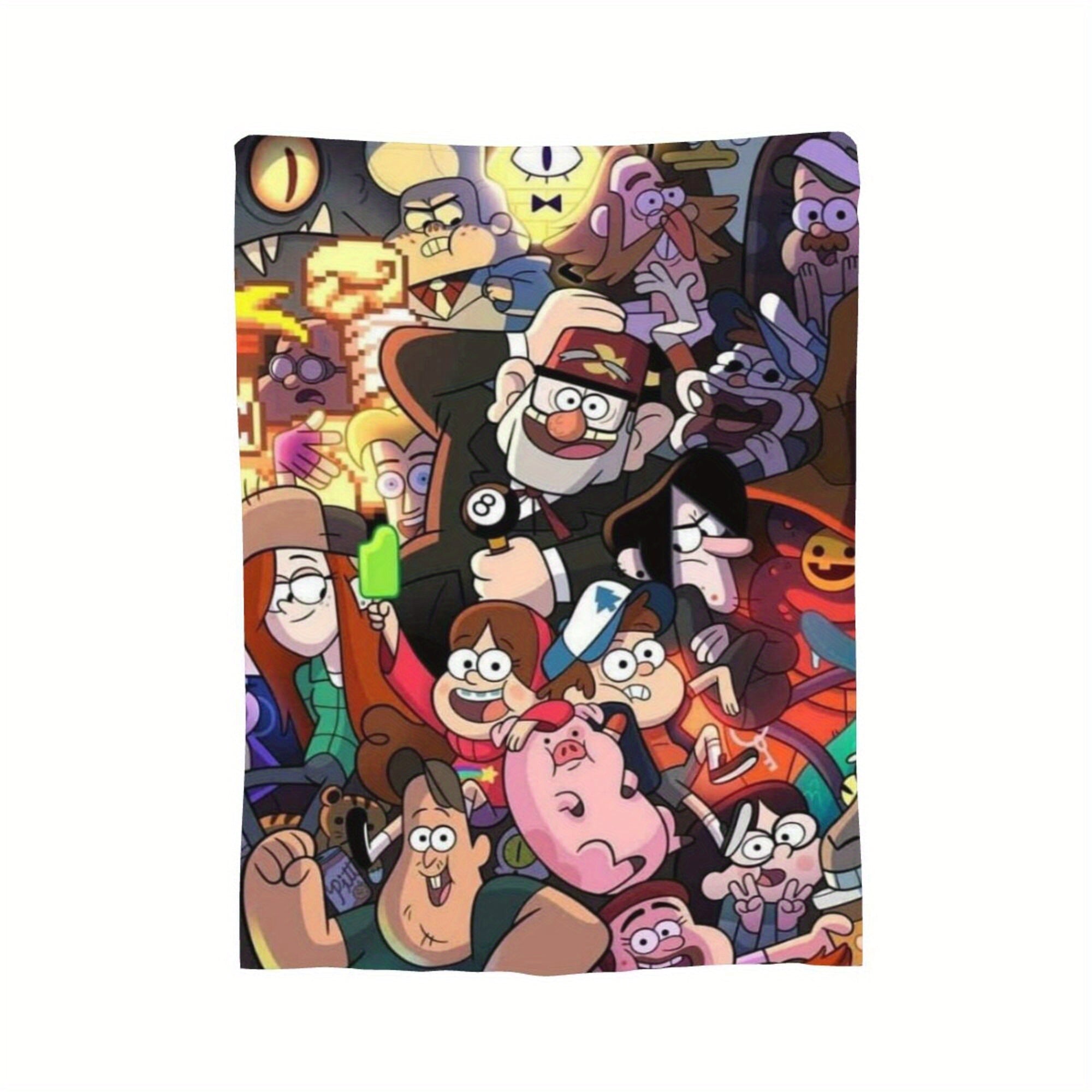 Fleece Throw Blanket with Gravity Falls Design Cozy All-Season Polyester Gift for Anime Fans