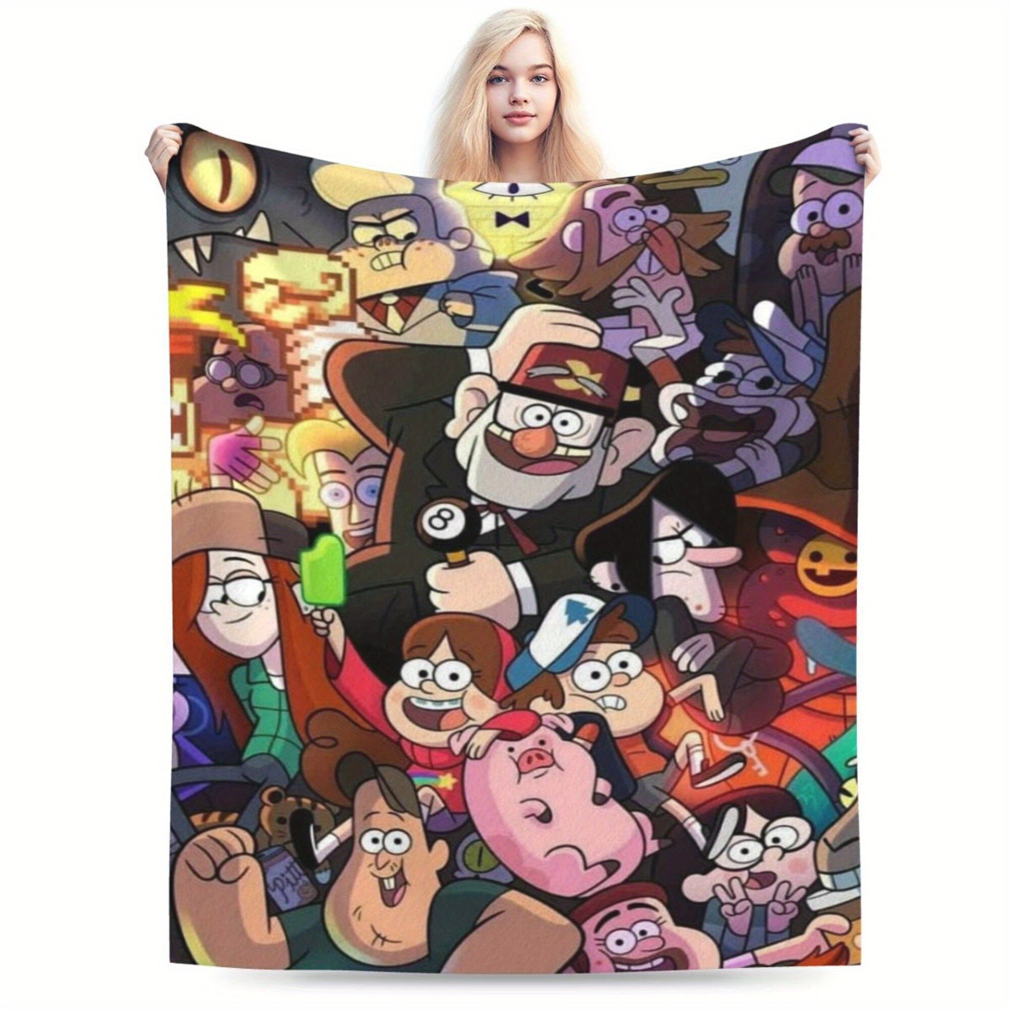 Fleece Throw Blanket with Gravity Falls Design Cozy All-Season Polyester Gift for Anime Fans