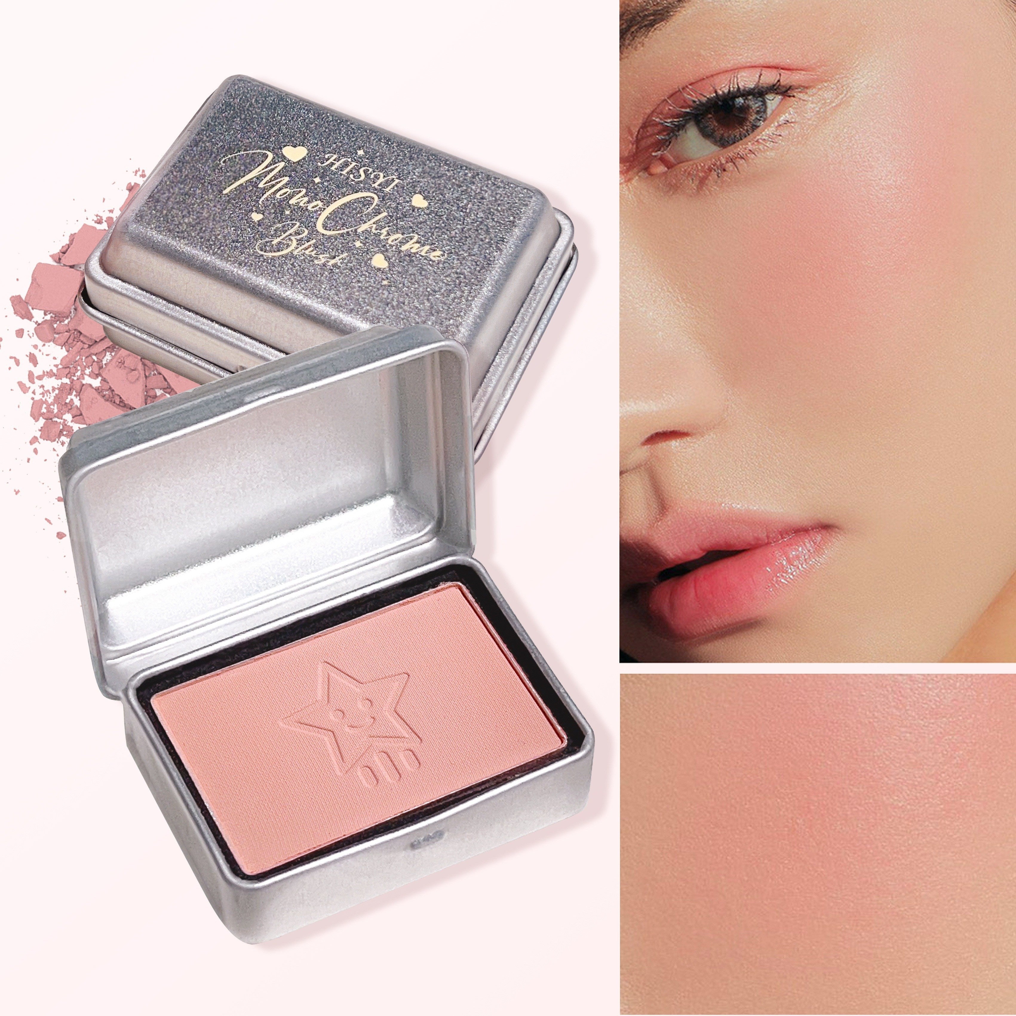 Paleta de rubor mate en tono durazno para mujer, paleta individual, contorno de larga duración