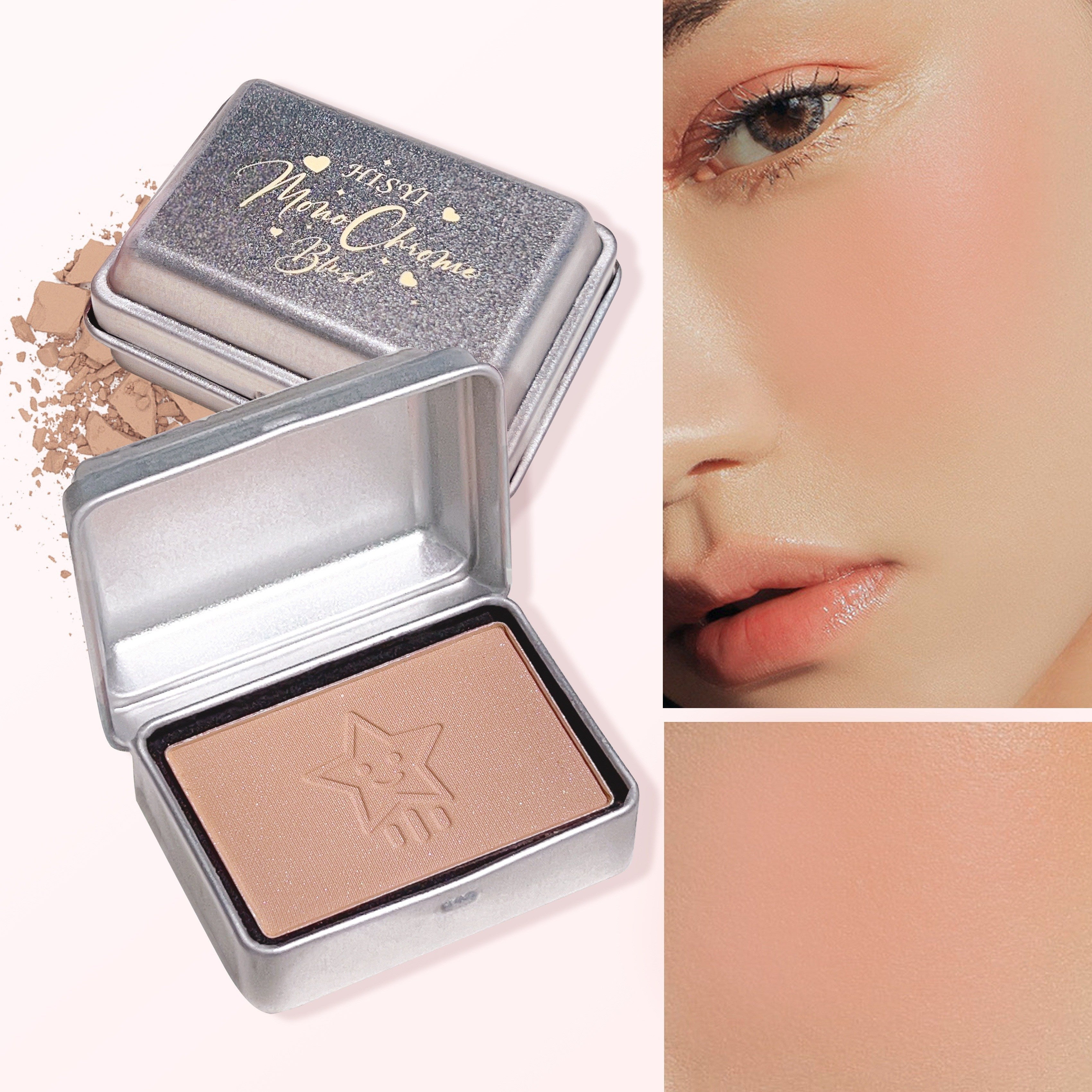 Paleta de rubor mate en tono durazno para mujer, paleta individual, contorno de larga duración