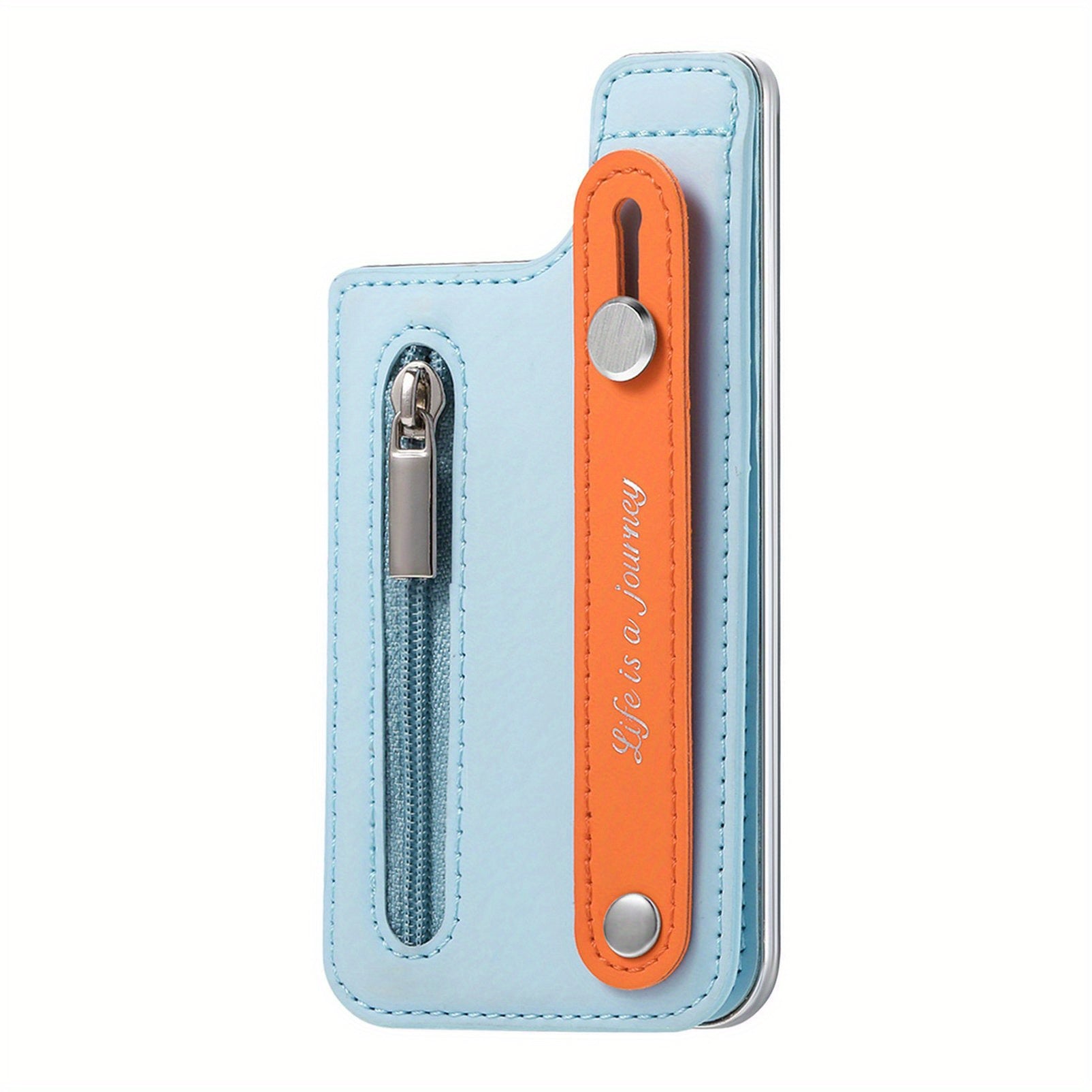PU Leather Phone Card Holder Case with Wrist Strap Slim Fit Credit Card Pocket Push Lock Closure