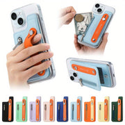 PU Leather Phone Card Holder Case with Wrist Strap Slim Fit Credit Card Pocket Push Lock Closure