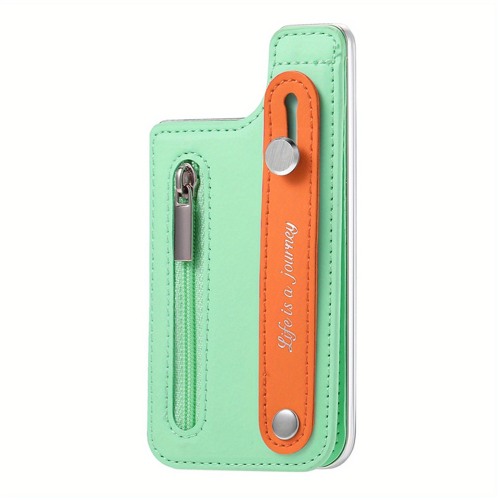 PU Leather Phone Card Holder Case with Wrist Strap Slim Fit Credit Card Pocket Push Lock Closure