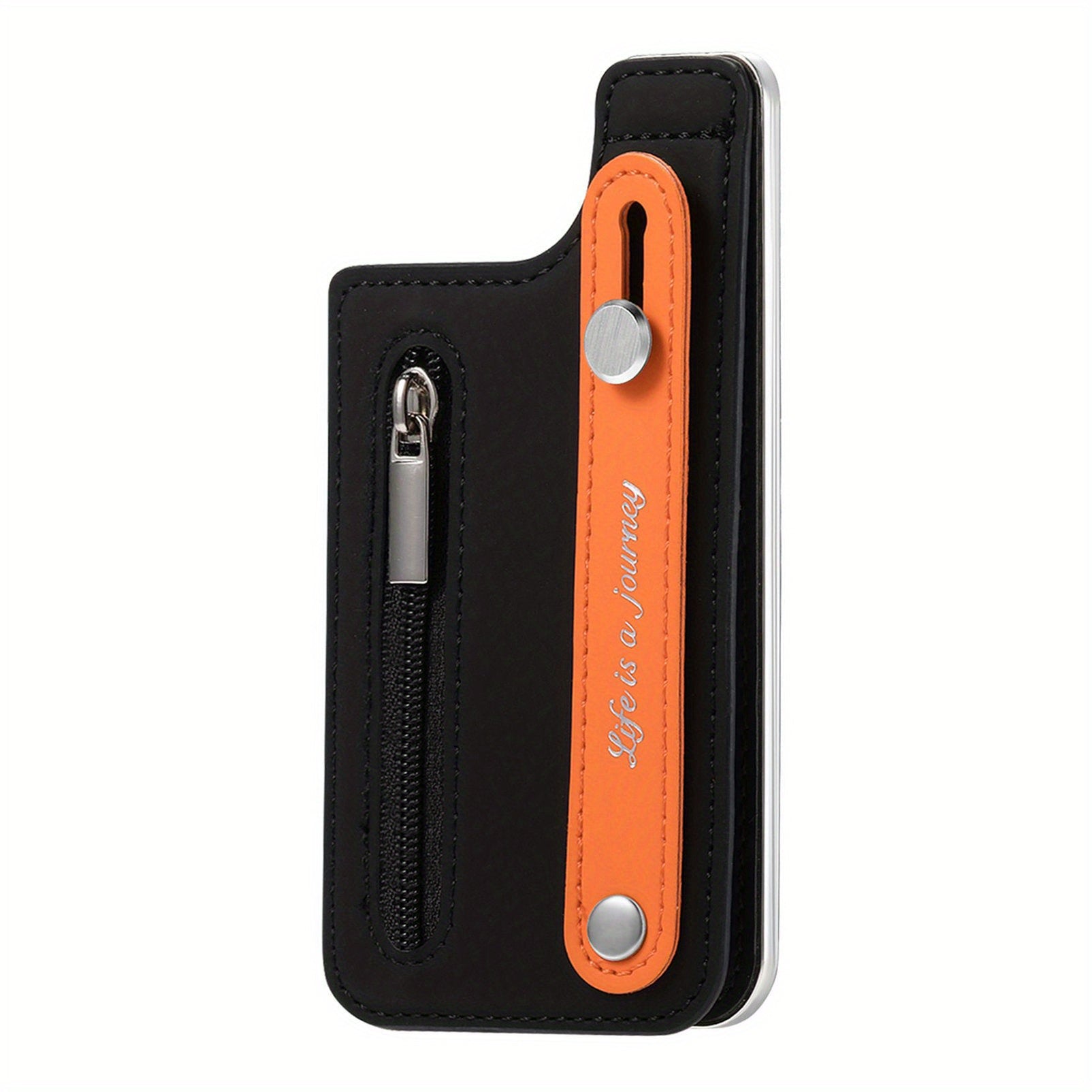 PU Leather Phone Card Holder Case with Wrist Strap Slim Fit Credit Card Pocket Push Lock Closure