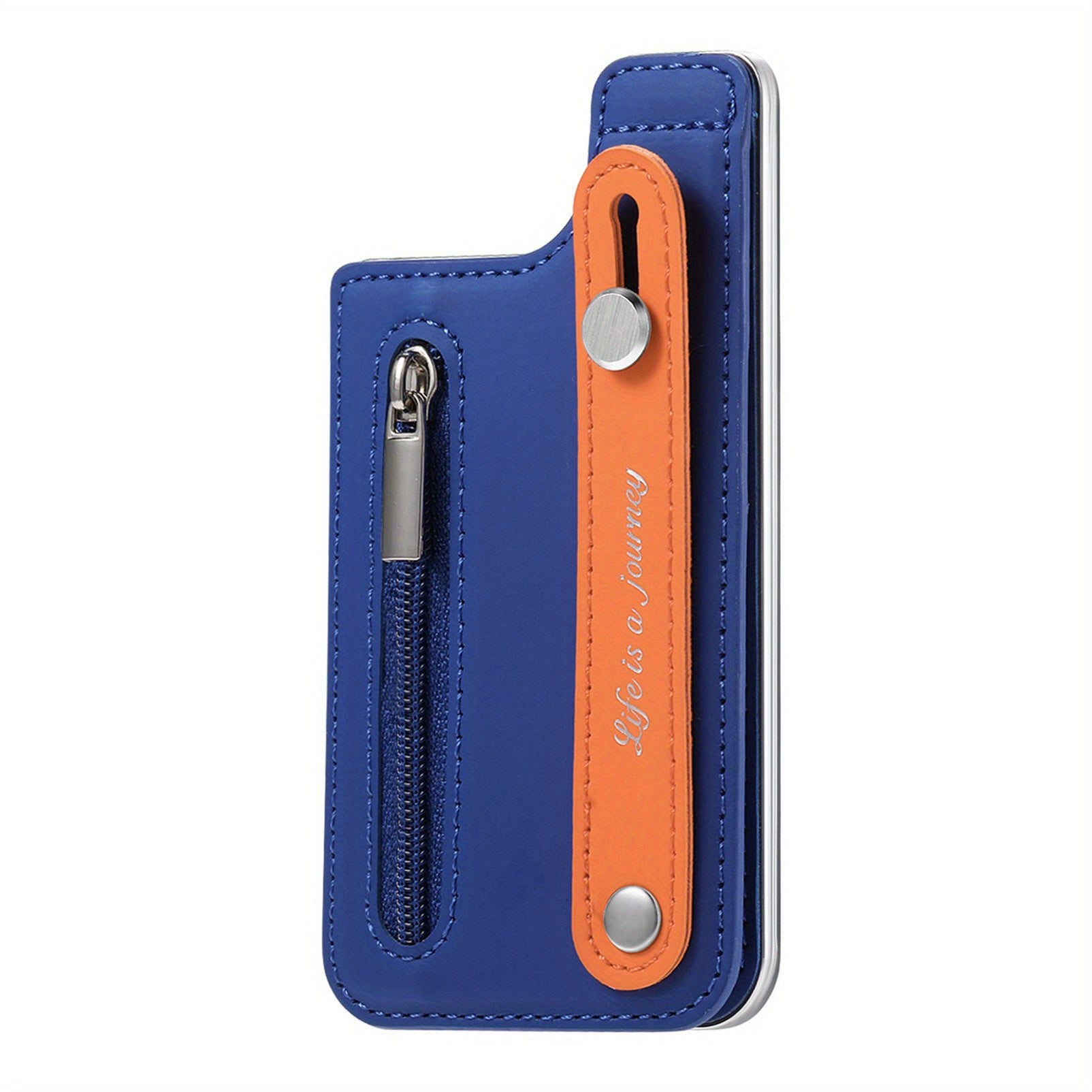 PU Leather Phone Card Holder Case with Wrist Strap Slim Fit Credit Card Pocket Push Lock Closure