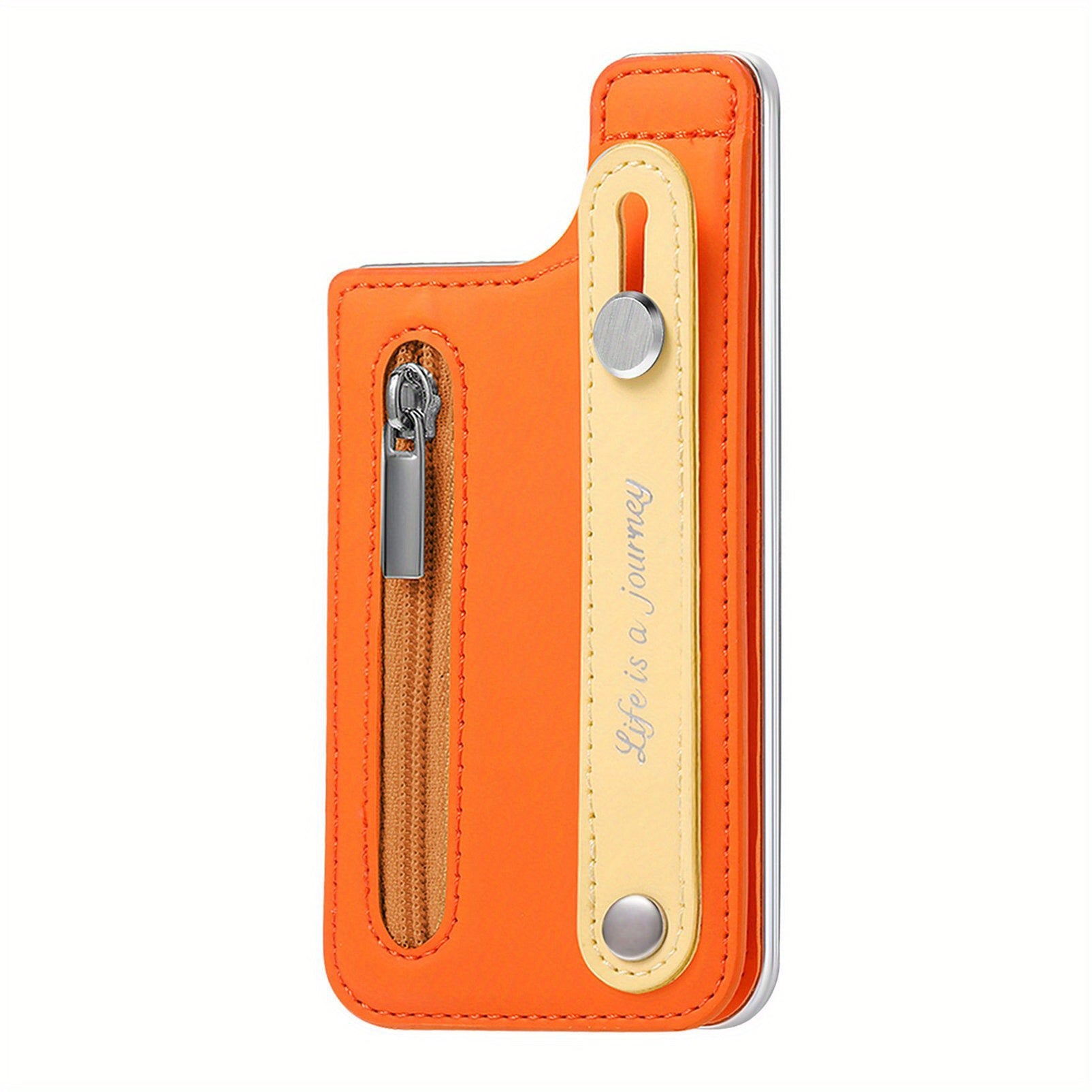 PU Leather Phone Card Holder Case with Wrist Strap Slim Fit Credit Card Pocket Push Lock Closure