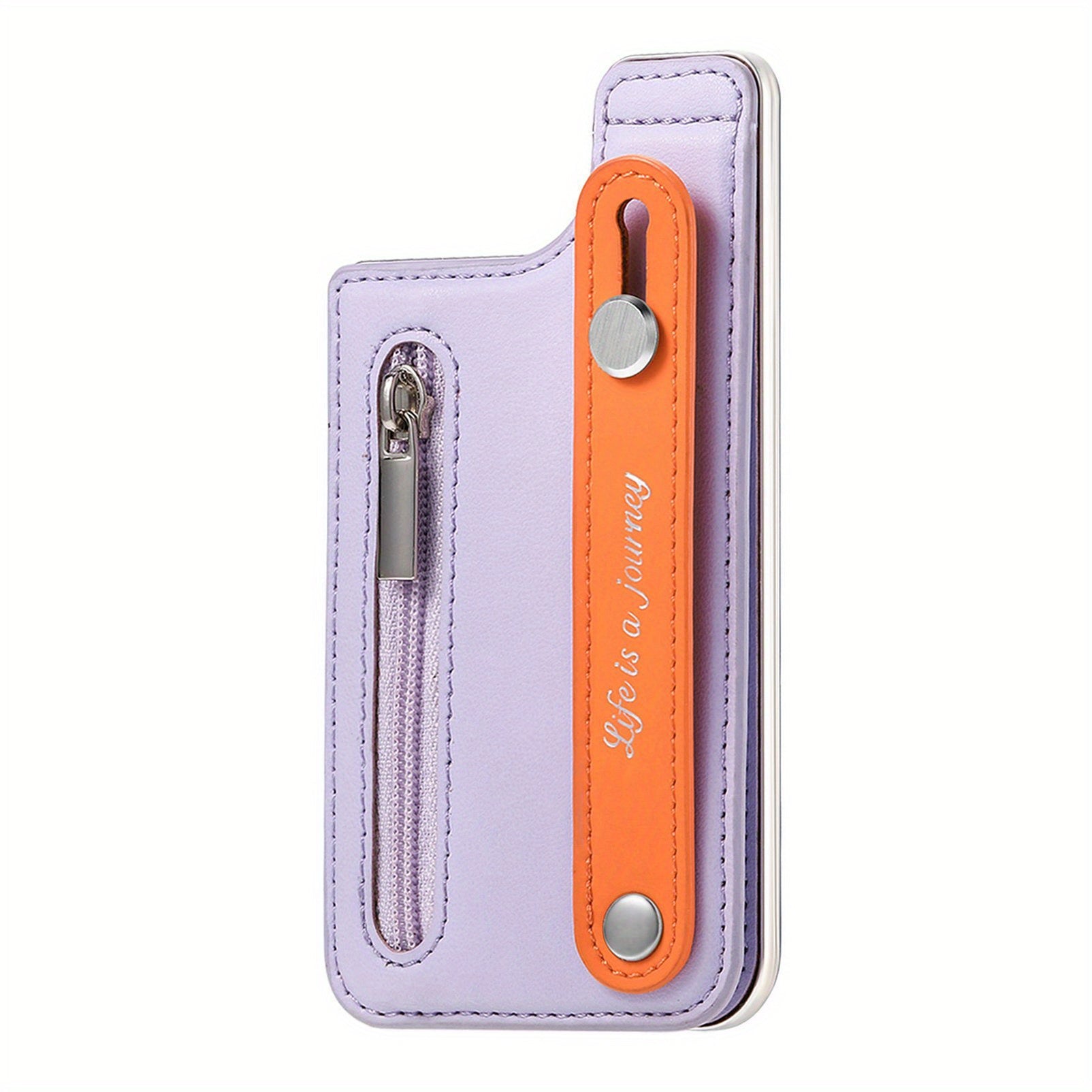 PU Leather Phone Card Holder Case with Wrist Strap Slim Fit Credit Card Pocket Push Lock Closure