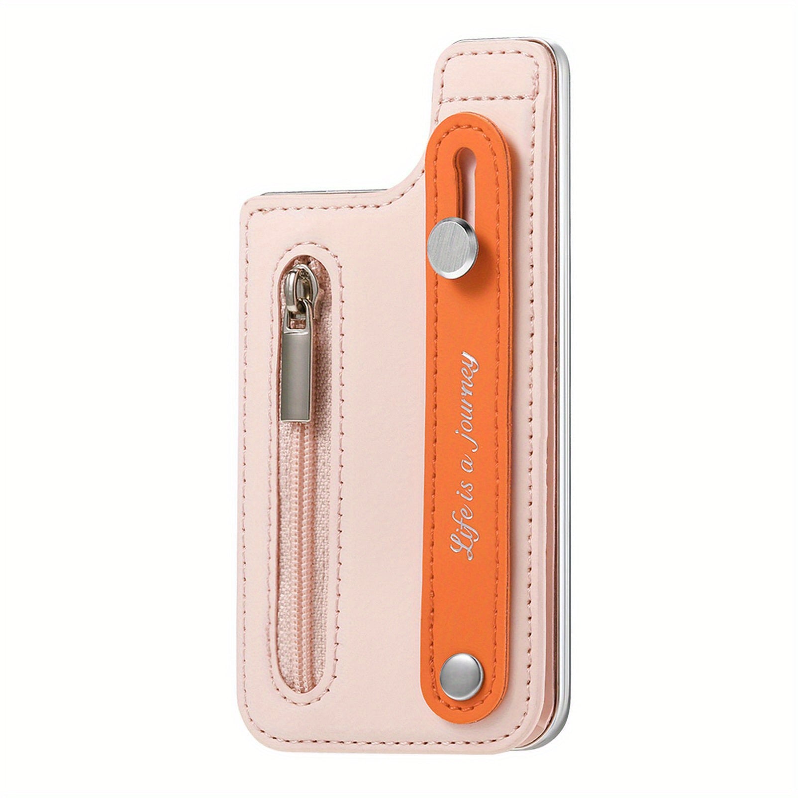 PU Leather Phone Card Holder Case with Wrist Strap Slim Fit Credit Card Pocket Push Lock Closure