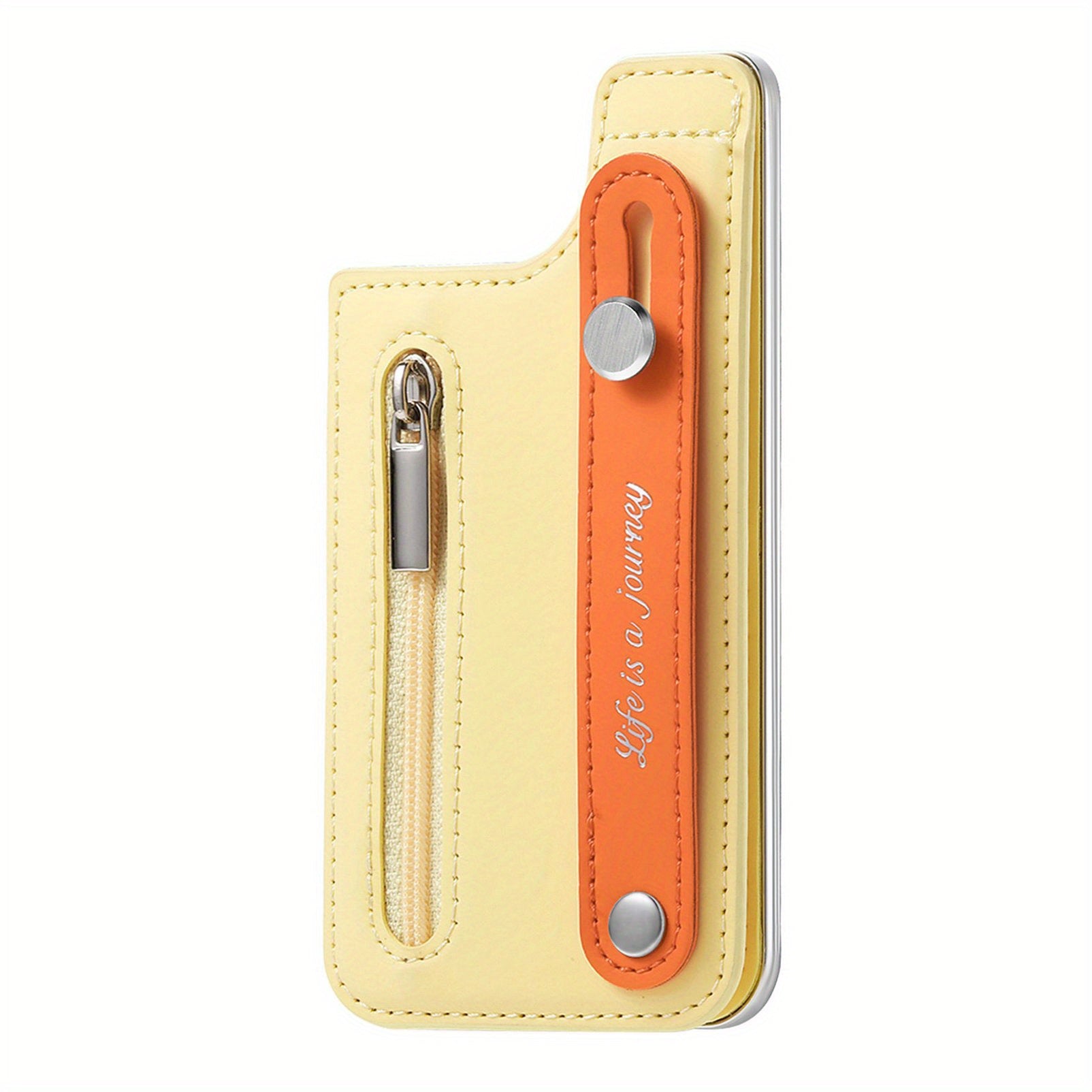 PU Leather Phone Card Holder Case with Wrist Strap Slim Fit Credit Card Pocket Push Lock Closure