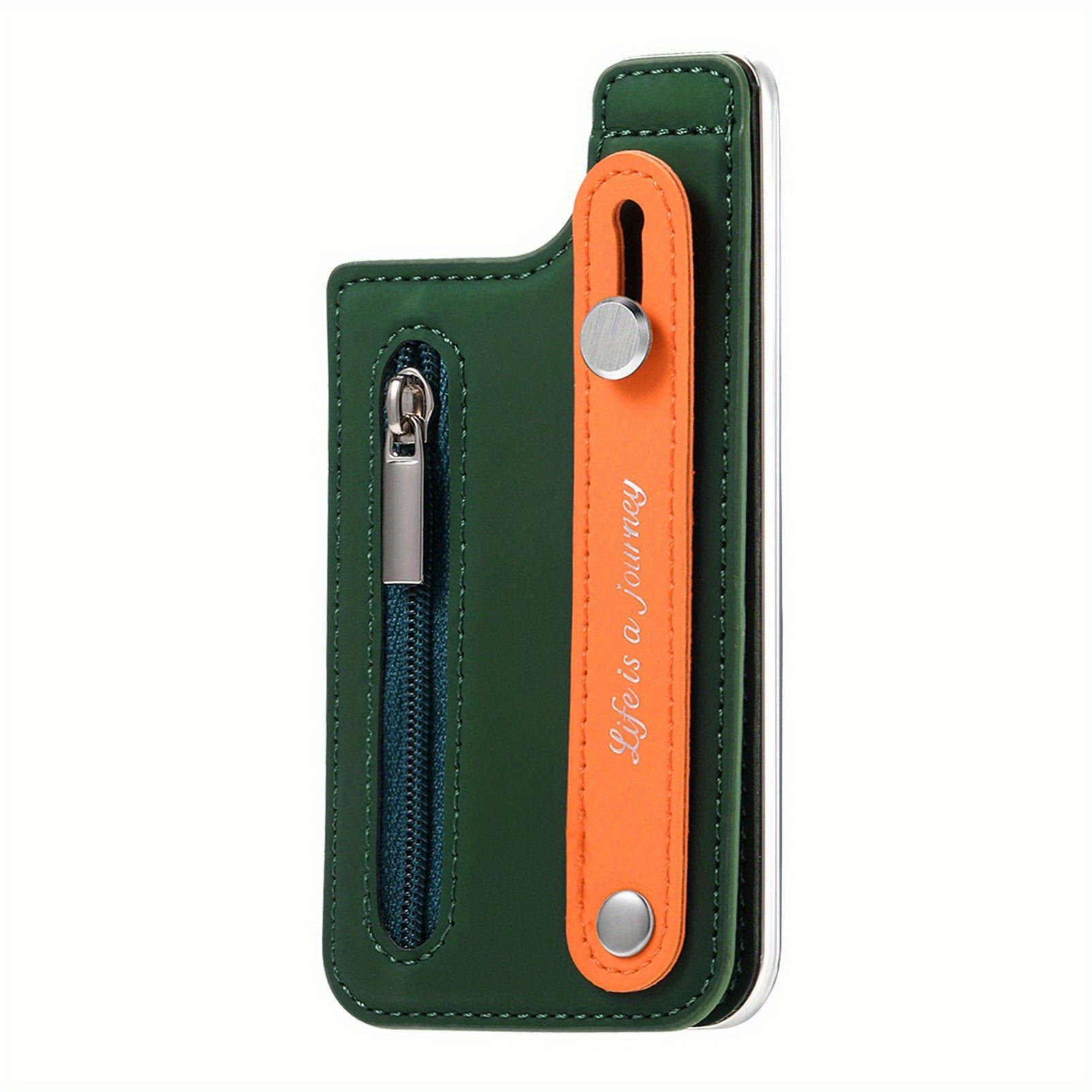 PU Leather Phone Card Holder Case with Wrist Strap Slim Fit Credit Card Pocket Push Lock Closure